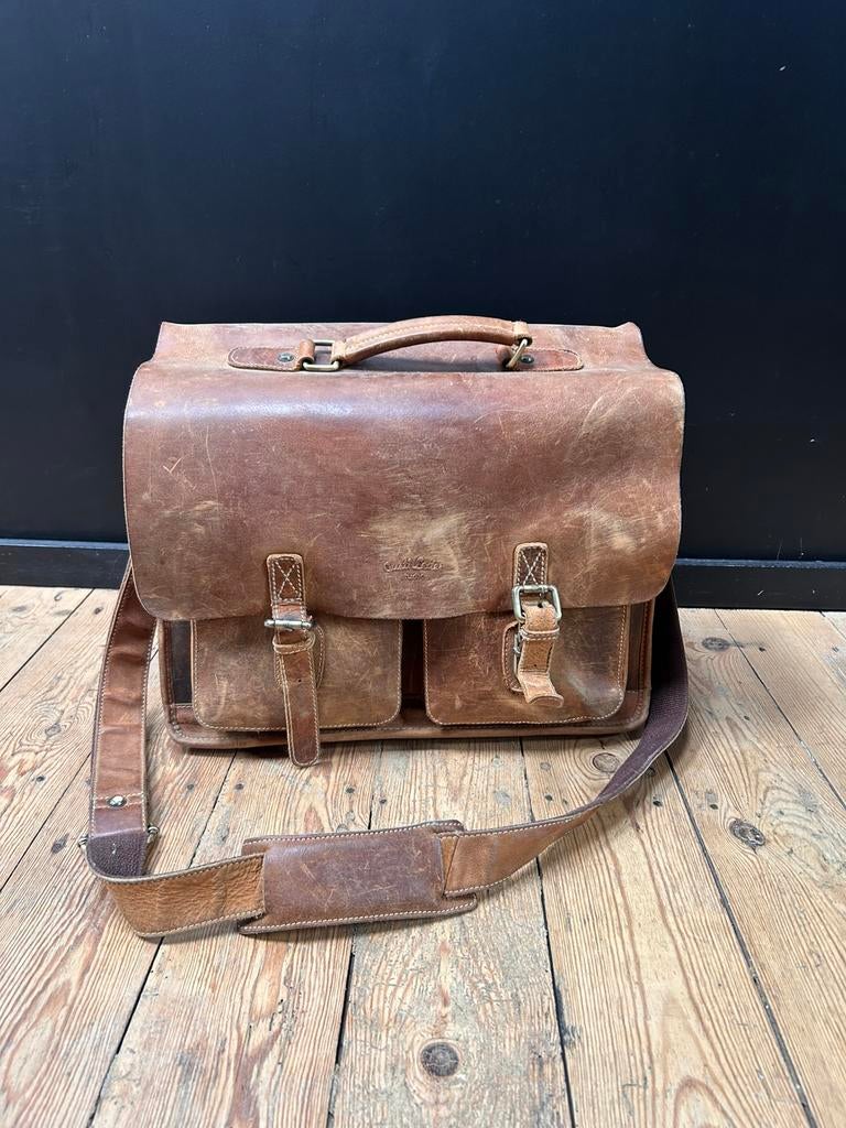Leren fietstas / boekentas - bagagedrager - Gusti Leder, Bijoux, Sacs & Beauté, Sacs | Cartables, Utilisé, Enlèvement ou Envoi