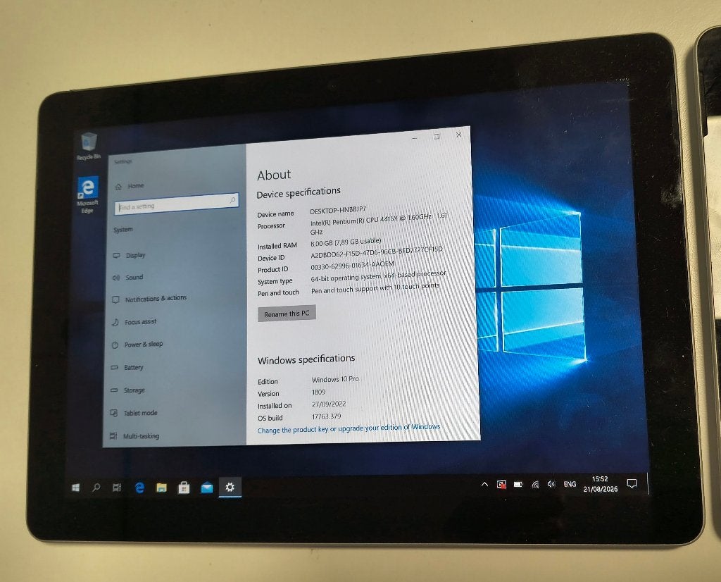 Microsoft Surface GO Tablet PC 1824 10" Intel 4415Y 8GB 128G, Informatique & Logiciels, Enlèvement ou Envoi, 10 pouces, Microsoft Surface