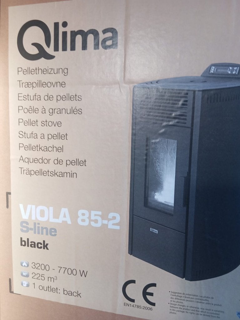 Qlima Pelletkachel Viola 85 S-line - 7.6kW - Zwart, Enlèvement, Neuf