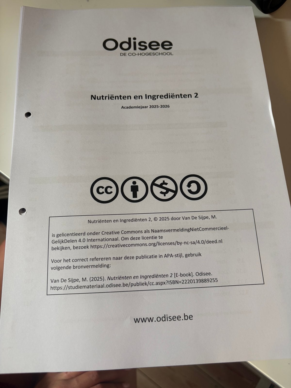 Odisee nutrienten en ingredienten 2, Ophalen
