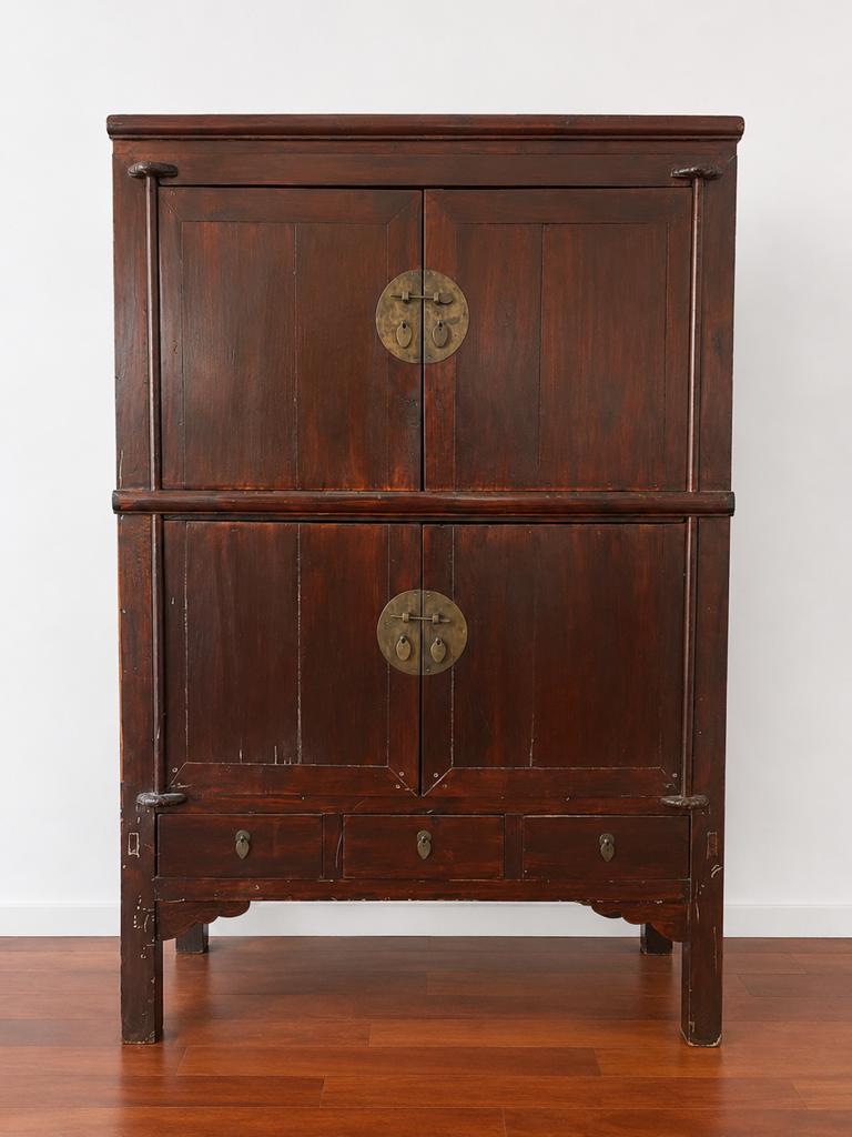 Authentieke Aziatische kast in massief donker hout., Ophalen