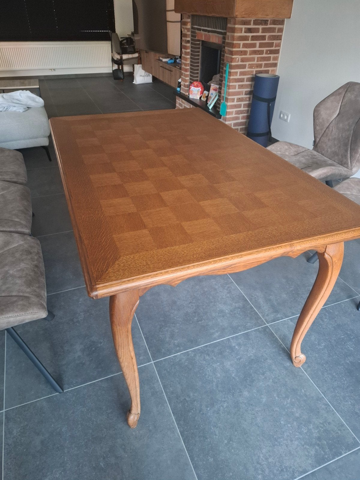 Eetkamer set – uitschuifbare houten tafel + 6 stoelen, Ophalen, Gebruikt, Landelijk, 6 tot 8 stoelen