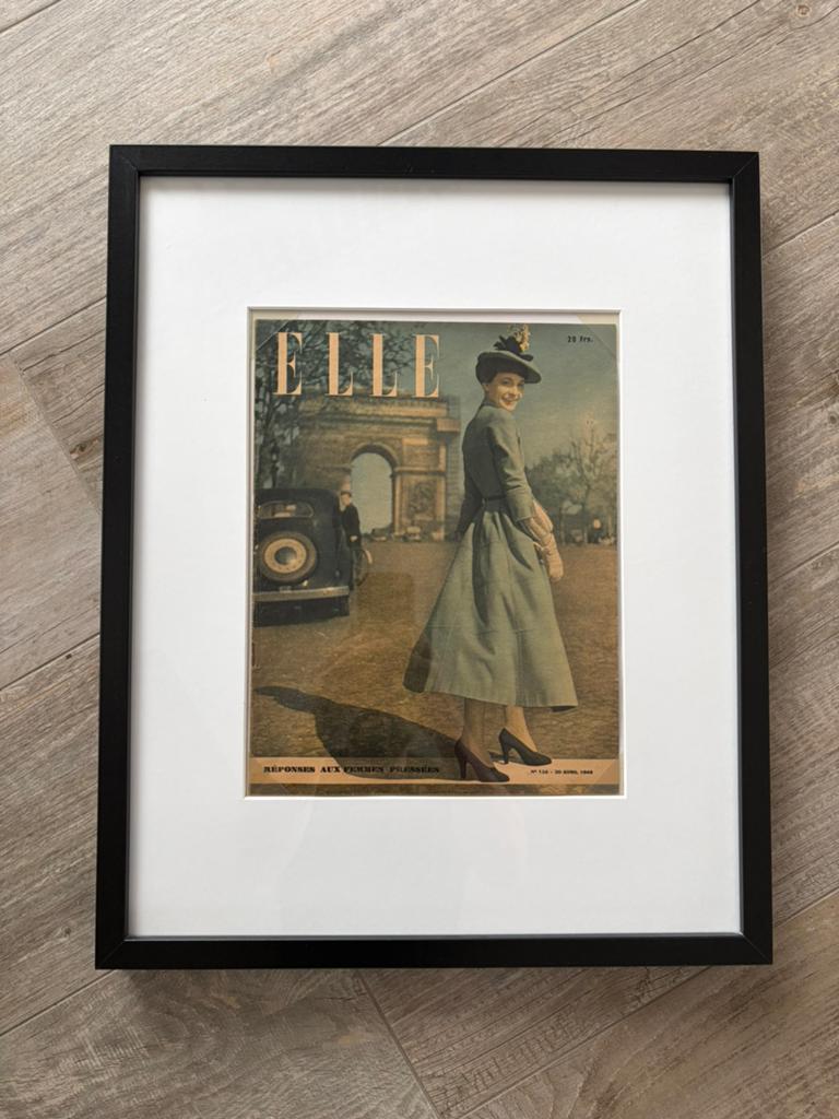 Vintage ELLE magazine - franse versie - ingekaderd, Collections, Enlèvement, 1940 à 1960, Journal ou Magazine
