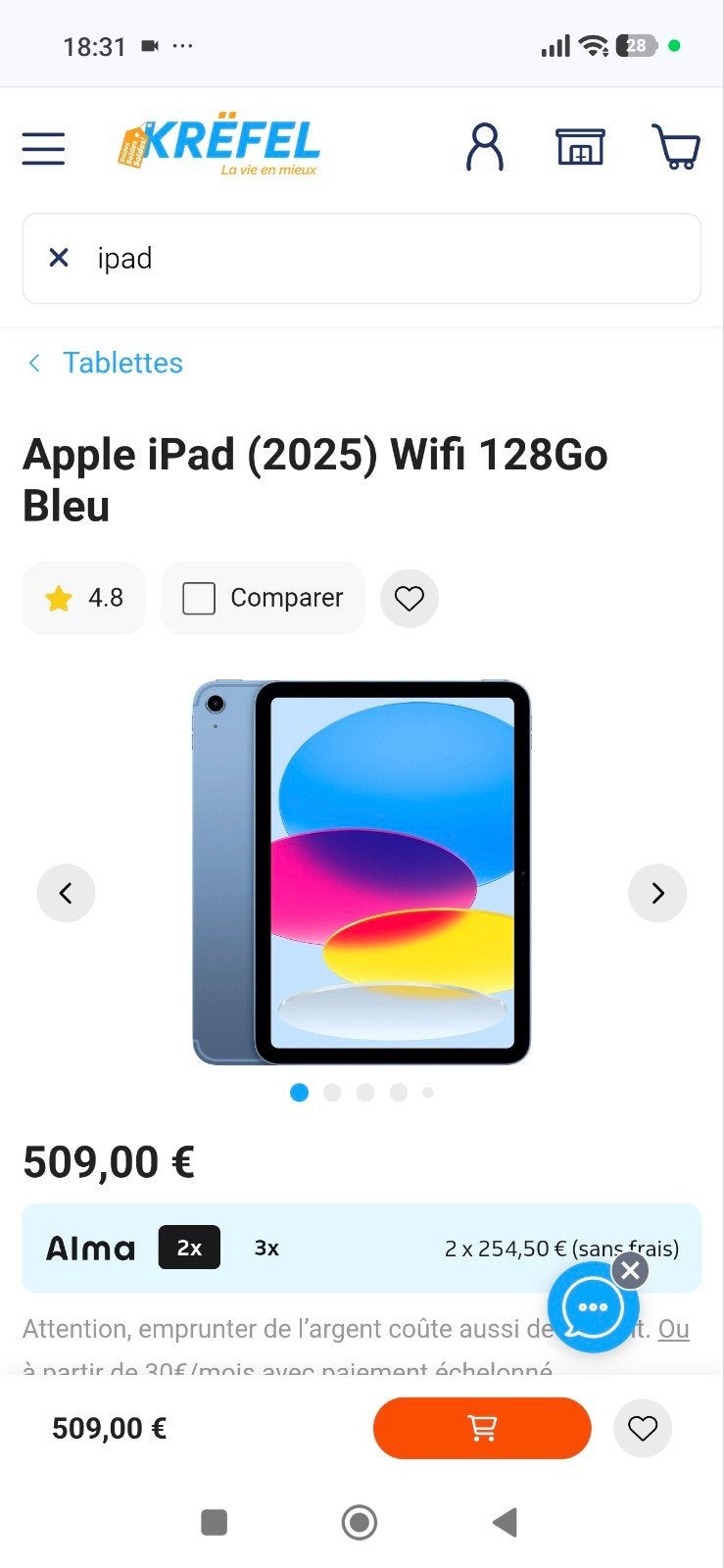 a échanger, Computers en Software, Apple iPads, Ophalen, Blauw, Apple iPad