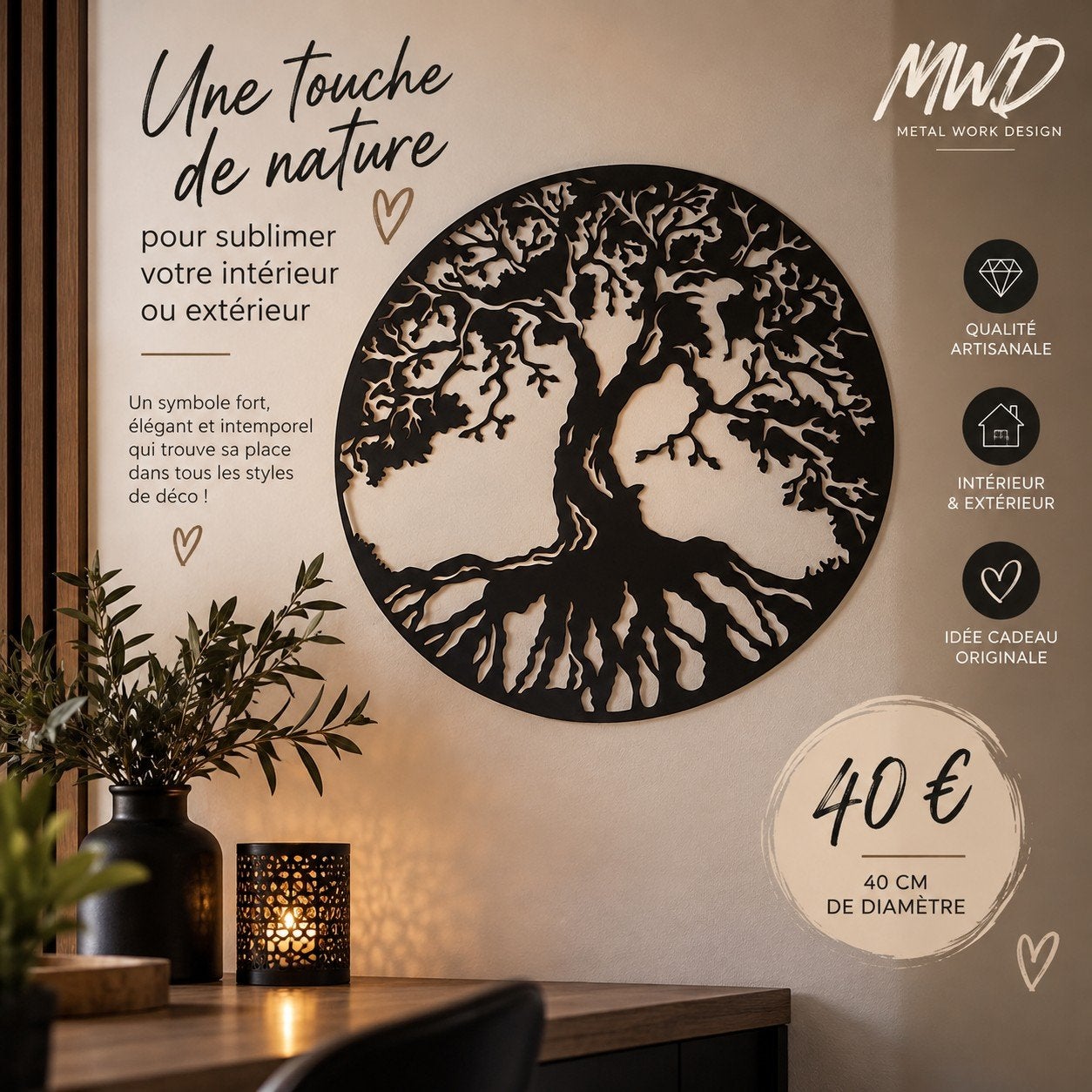 arbre de vie, Maison & Meubles, Neuf, 40 cm, Métal, Objet de décoration