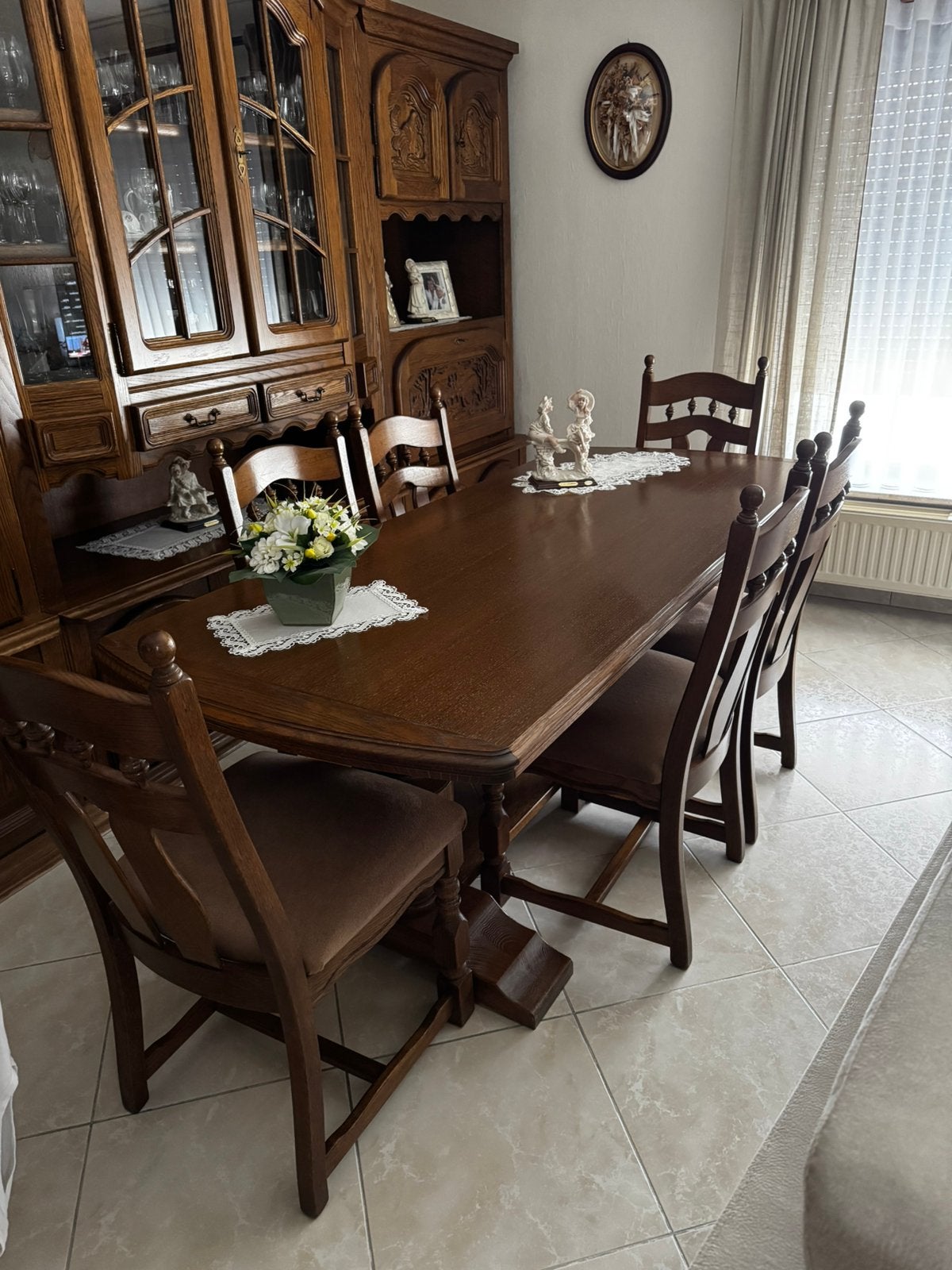 Table en chêne avec chaises, Maison & Meubles, Enlèvement, Comme neuf