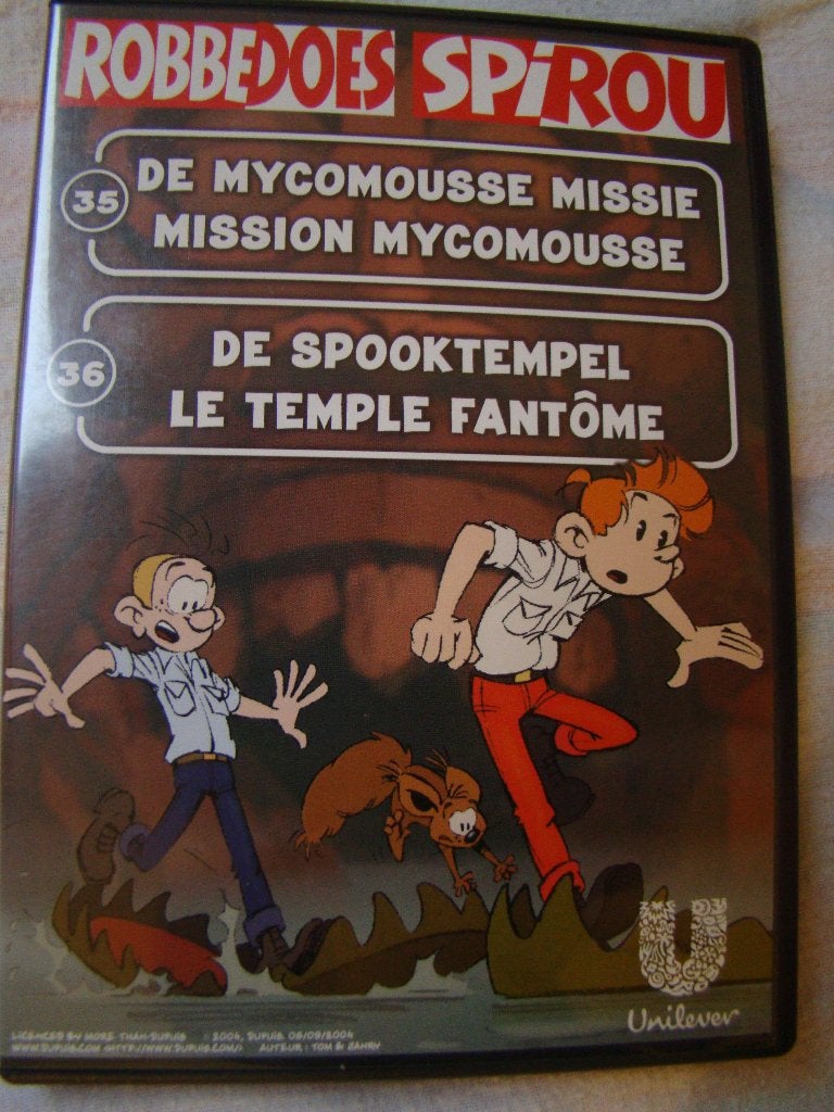 dvd Robbedoes - de mycomousse missie + de spooktempel, Tekenfilm, Alle leeftijden, Nederlands, Zo goed als nieuw