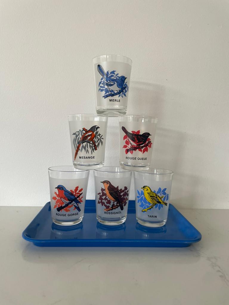 Lunettes à oiseaux vintage Luminarc/Arcoroc - '60, Verre ou Verres, Enlèvement ou Envoi, Comme neuf, Verre