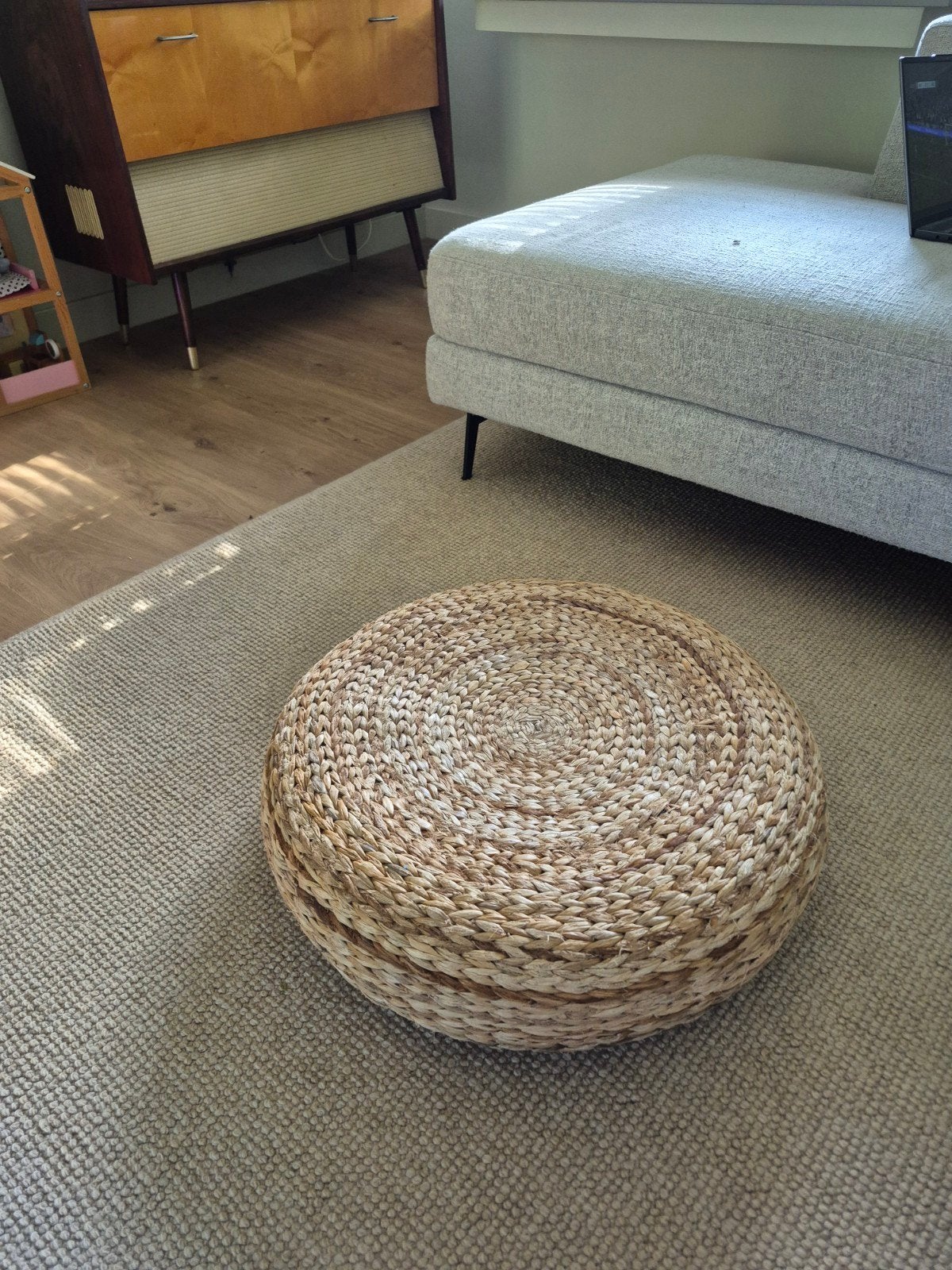 Chaise Alseda (pouf en fibre de banane), Maison & Meubles, Enlèvement, Comme neuf, Rond, Métal