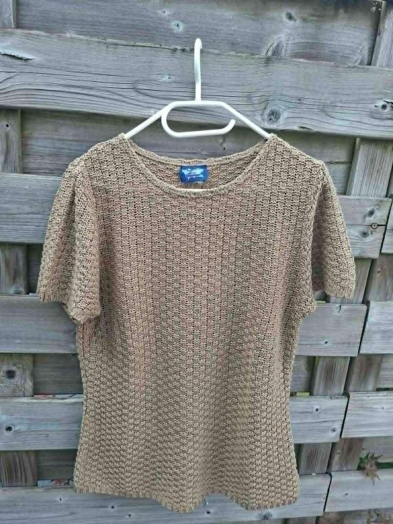 Liberty Island: Bruine gebreide damestrui (Maat 40), Kleding | Dames, T-shirts, Gedragen, Maat 38/40 (M), Bruin, Korte mouw, Ophalen of Verzenden