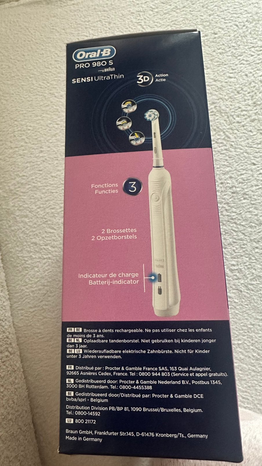 Brosse à dents électrique Oral-B Pro 980 S Sensi UltraThin, Handtassen en Accessoires, Uiterlijk | Mondverzorging, Ophalen of Verzenden