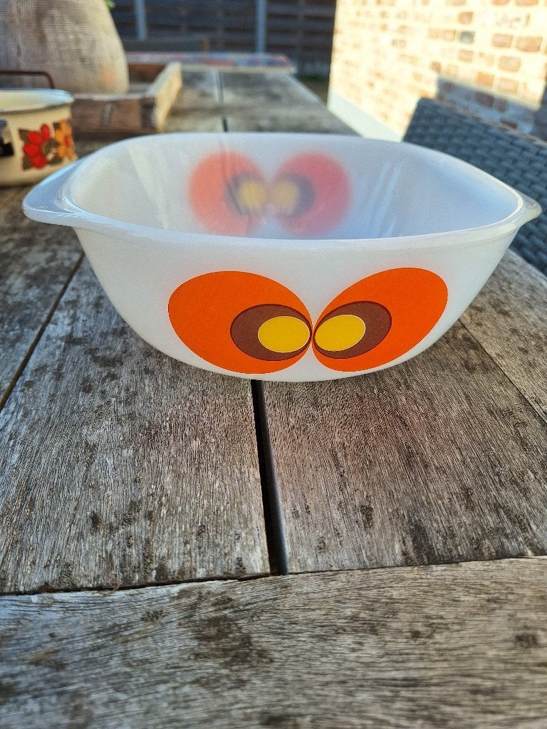 Ovenschaal Schott Mainz pauwenoog., Enlèvement, Utilisé, Vintage