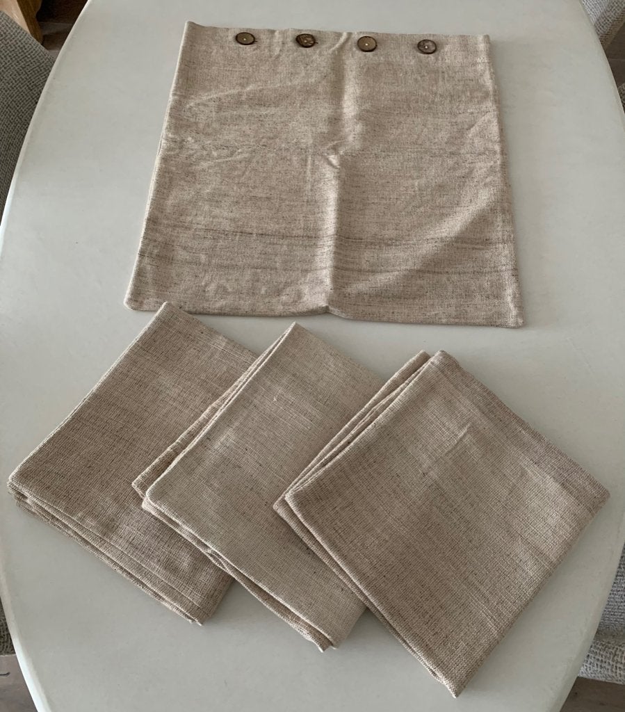Lot de 4 housses de coussin en ramie et bois neufs, Enlèvement, Neuf