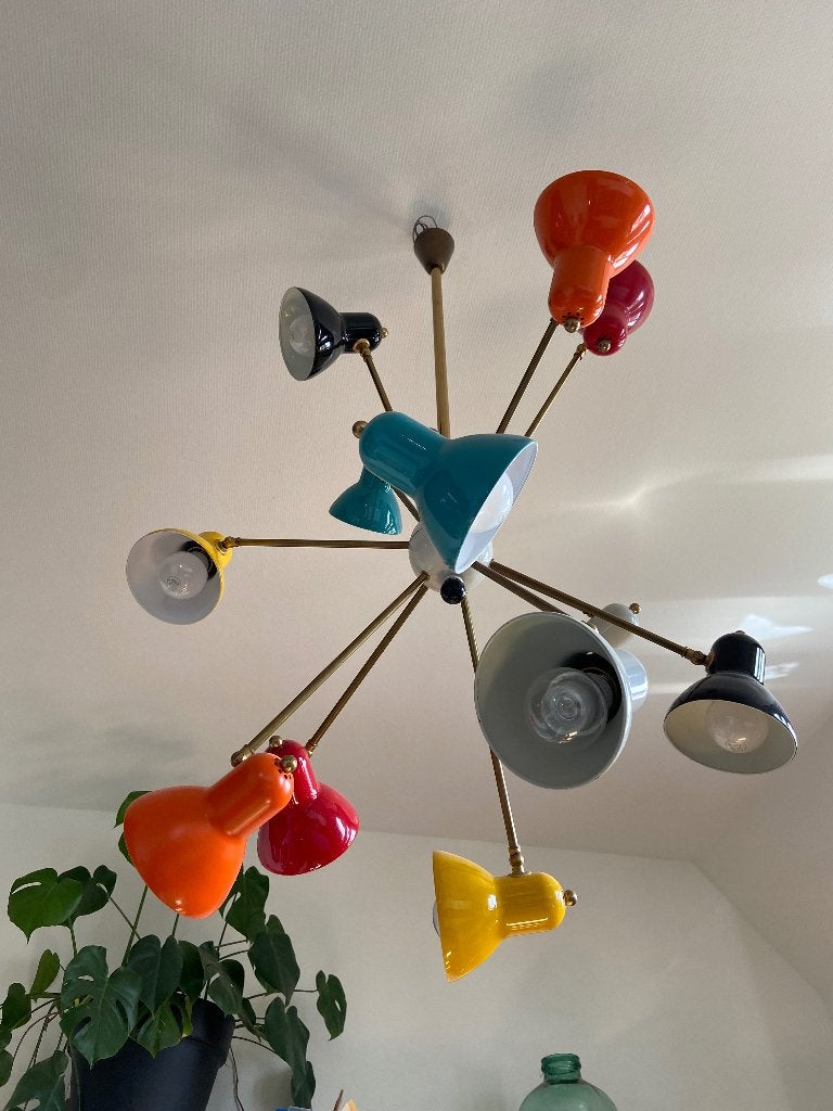luminaire suspension vintage spoutnik , top, Ophalen, Gebruikt, Metaal, Vintage