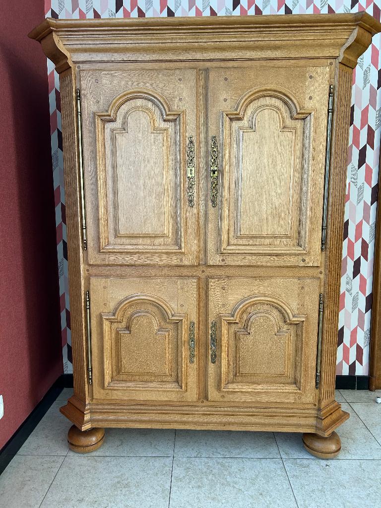 tv kast, 100 à 150 cm, Utilisé, Chêne, Massief Eiken Hout