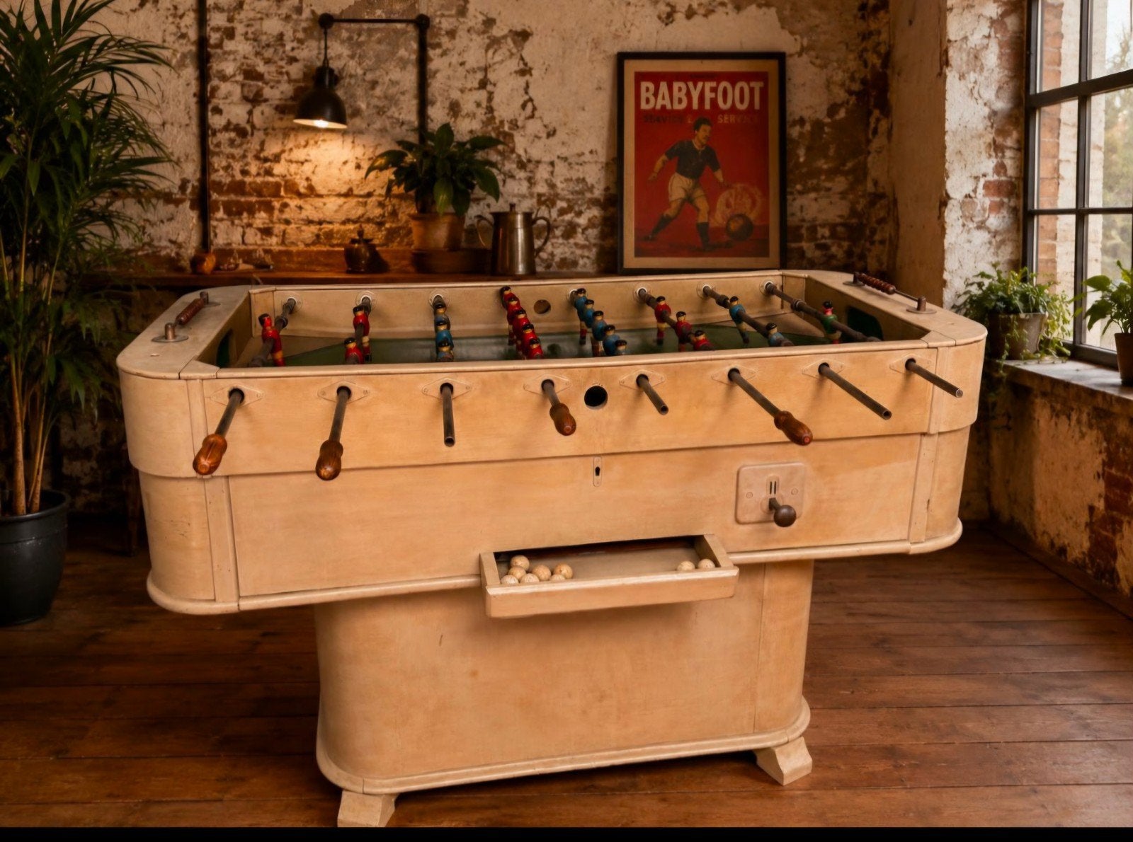 tafelvoetbaltafel vintage Art Déco stijl, Antiek en Kunst, Ophalen