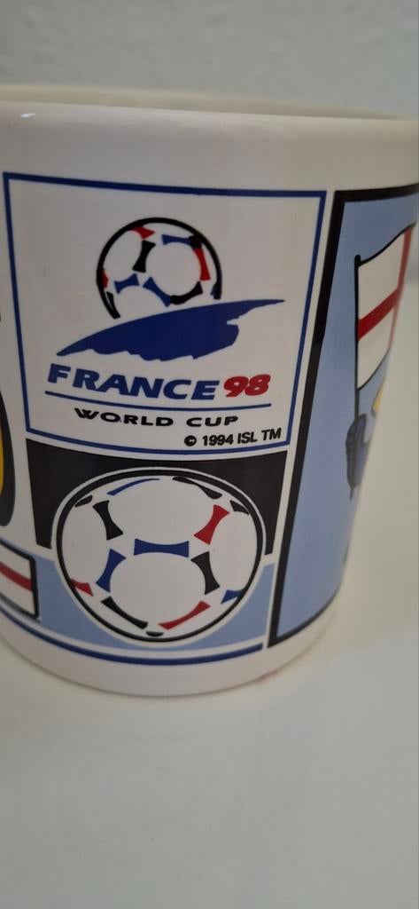 Vintage mok WK voetbal France 1998 team England mascotte, Verzamelen, Ophalen of Verzenden, Zo goed als nieuw, Overige typen