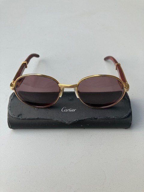 Vintage Cartier Bagatelle Bril met 22 karaat goud, Overige merken, Gebruikt, Bruin, Ophalen of Verzenden