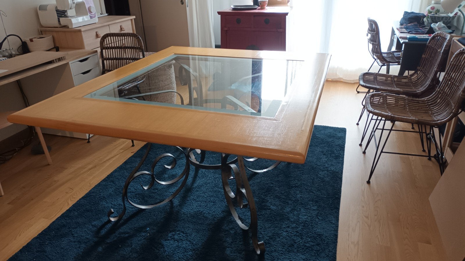 eetkamertafel, Ophalen, Gebruikt, 100 tot 150 cm, Overige houtsoorten