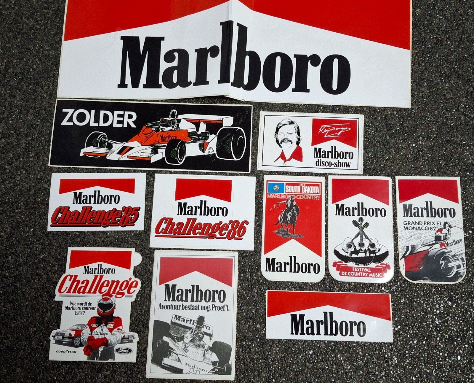 Groot lot stickers Marlboro autorally Disco Formule 1, Ophalen of Verzenden, Zo goed als nieuw, Merk