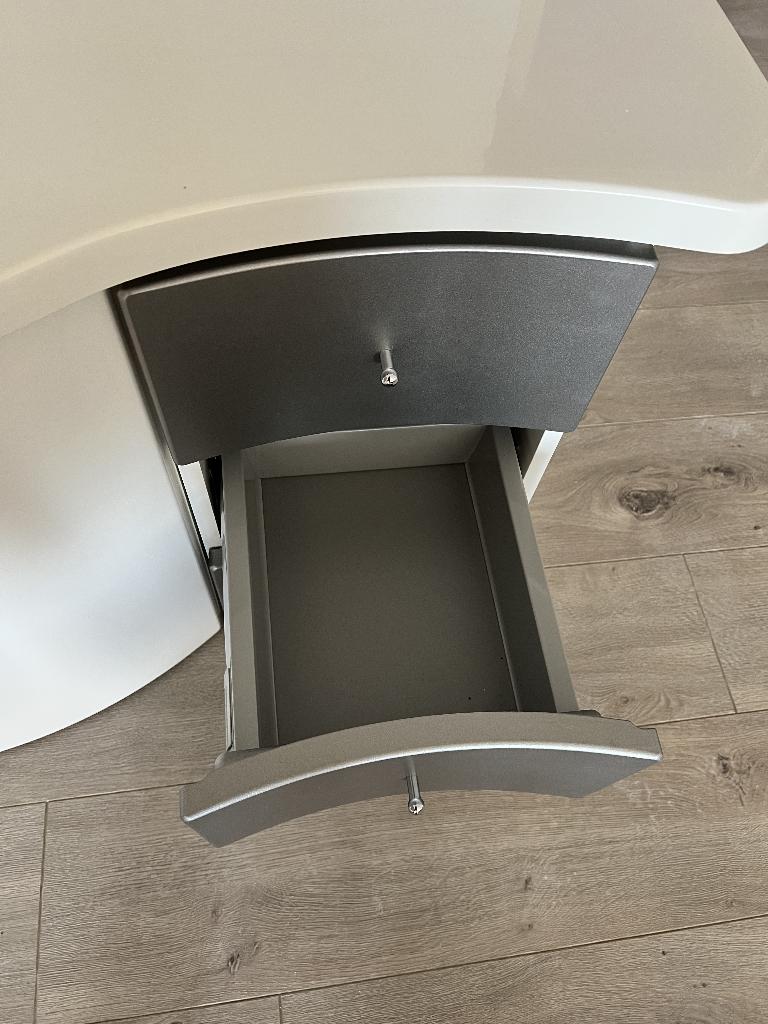 Meuble salle de bain Detremmerie blanc/gris,peu profond35 cm, Enlèvement, Comme neuf, Armoire à miroir