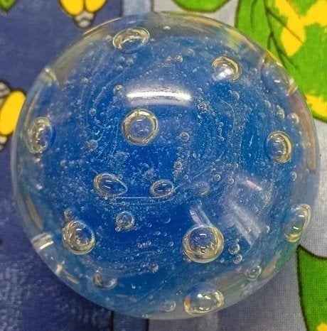 Presse-papier vintage en verre soufflé  Sulfure bleue, Envoi
