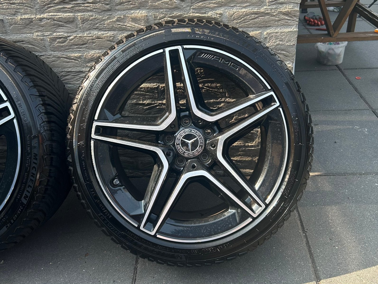 18” AMG Velgen W205 C Klasse - Michelin 225/45/18 245/40/18, Auto-onderdelen, Banden en Velgen, Ophalen, 18 inch, Gebruikt, Banden en Velgen