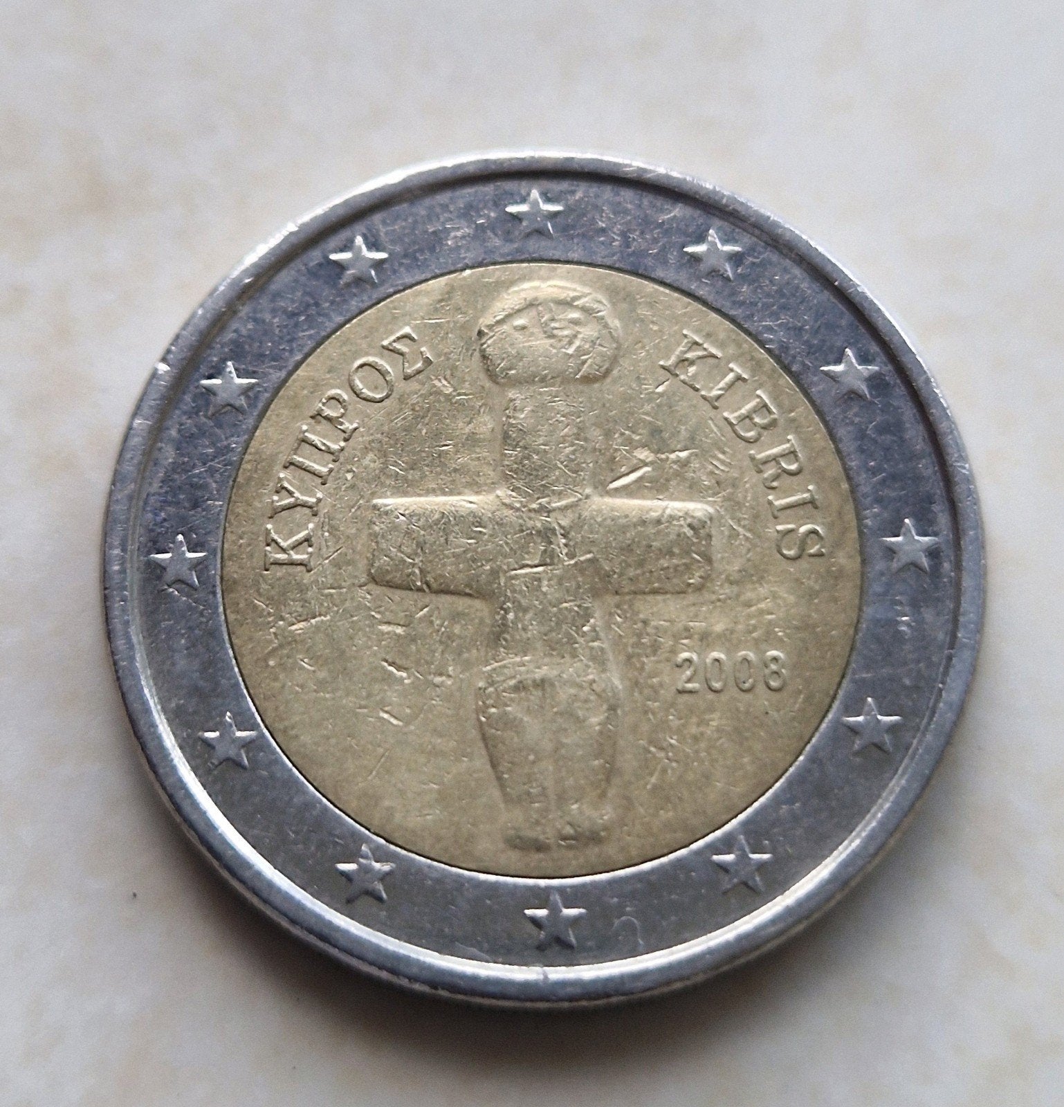 2008 Cyprus , 2 Euro Coin, Postzegels en Munten, Ophalen of Verzenden