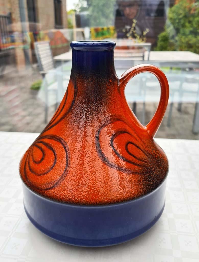 vaas keramiek Germany 324-21 oranjeroodblauw - zie info, Ophalen