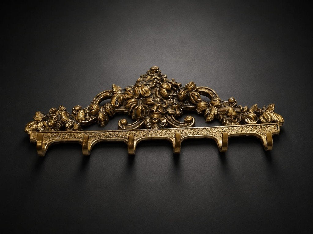 Koperen sleutelhanger voor aan de muur in barokstijl, Ophalen, Brons