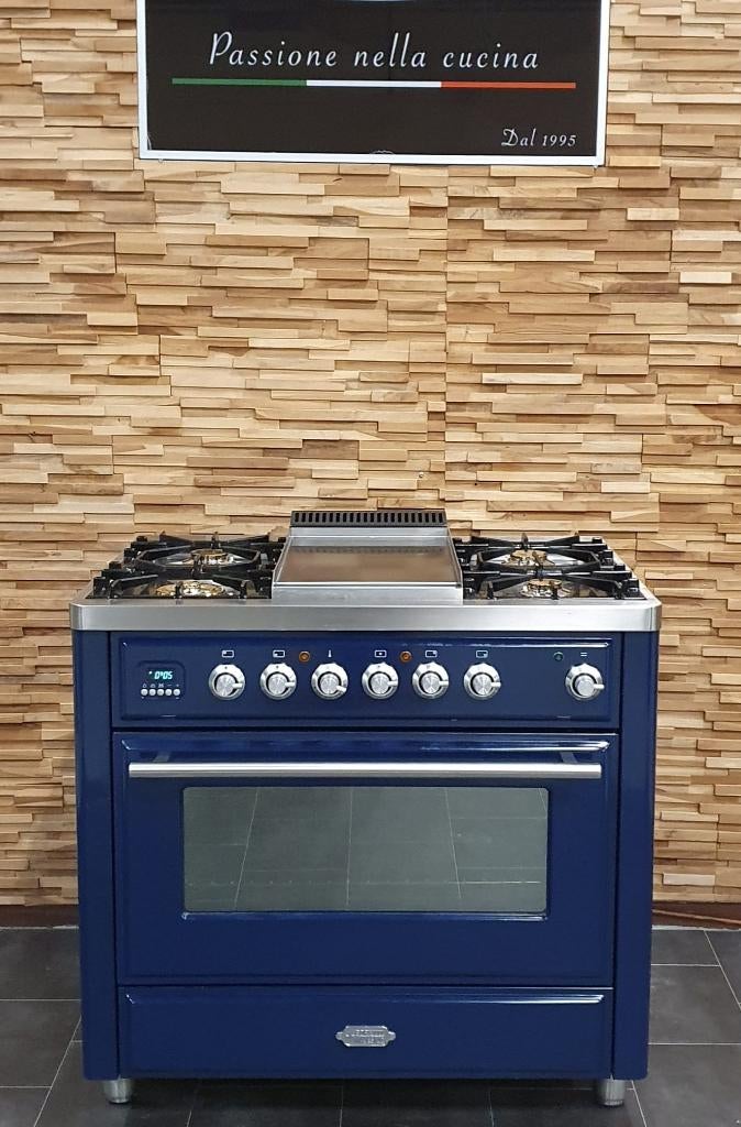 Luxe Boretti Majestic Fornuis 90cm konings blauw 5 pits, Ophalen, 60 cm of meer, Zo goed als nieuw, Gas
