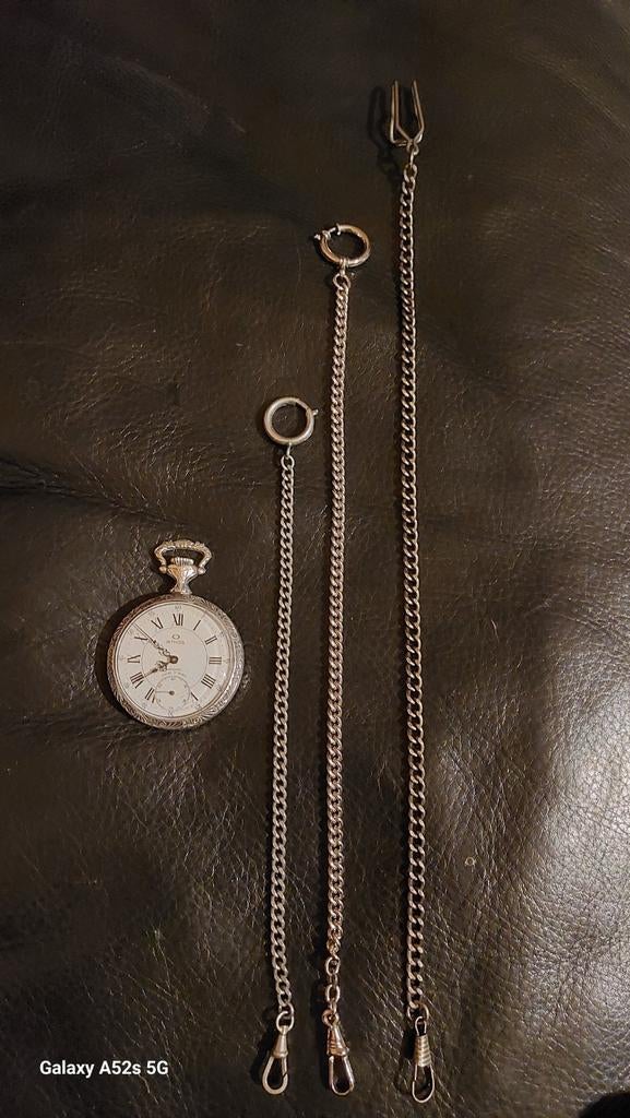 Een prachtig Athos zakhorloge., Handtassen en Accessoires, Horloges | Antiek, Zakhorloge, Staal, 1960 of later, Met ketting, Ophalen of Verzenden