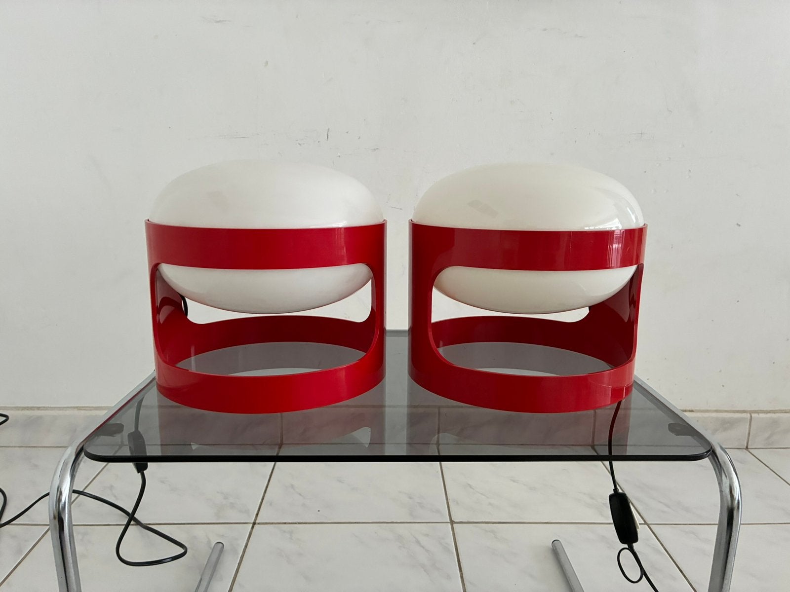 Set vintage KD28 Joe Colombo tafellampen Kartell setprijs, Maison & Meubles, Vintage, Enlèvement ou Envoi, 24 cm, Rouge