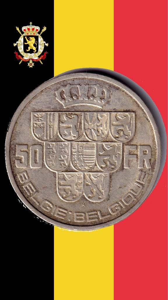 VARIANTE: 50 francs 1939 V/F p. A (sans croix) - Léopold III, Timbres & Monnaies, Monnaies | Belgique, Monnaie en vrac, Argent