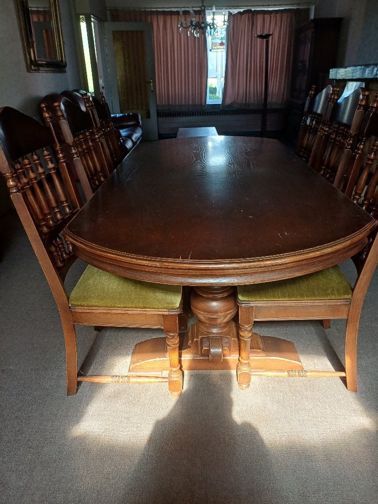 Volle eiken eetkamer, Huis en Inrichting, Complete eetkamers, Ophalen, Gebruikt, Landelijk