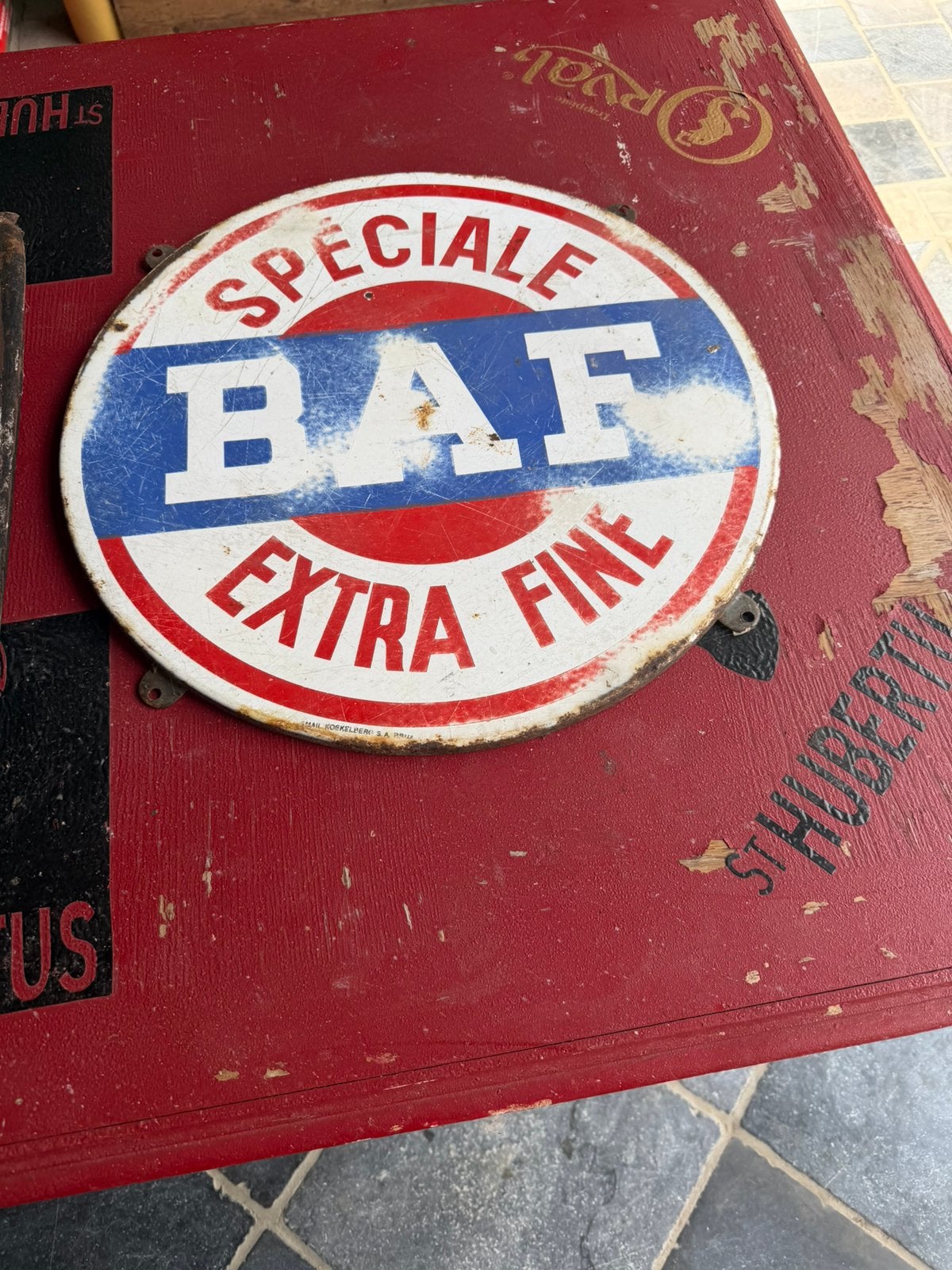 Oud reclame bord, Enlèvement, Comme neuf, Panneau publicitaire