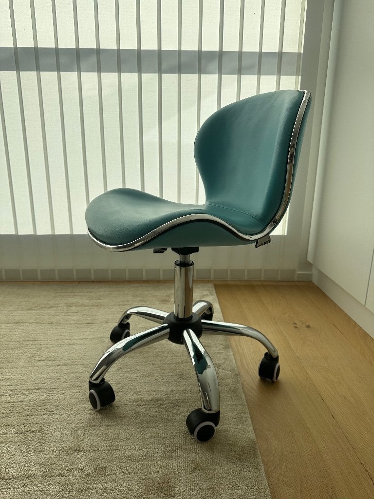 Junior bureau stoel, Ophalen, Gebruikt, Blauw, Leer