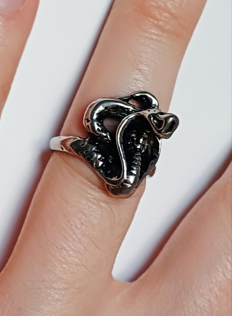 Zilveren cobra ring, Ophalen of Verzenden