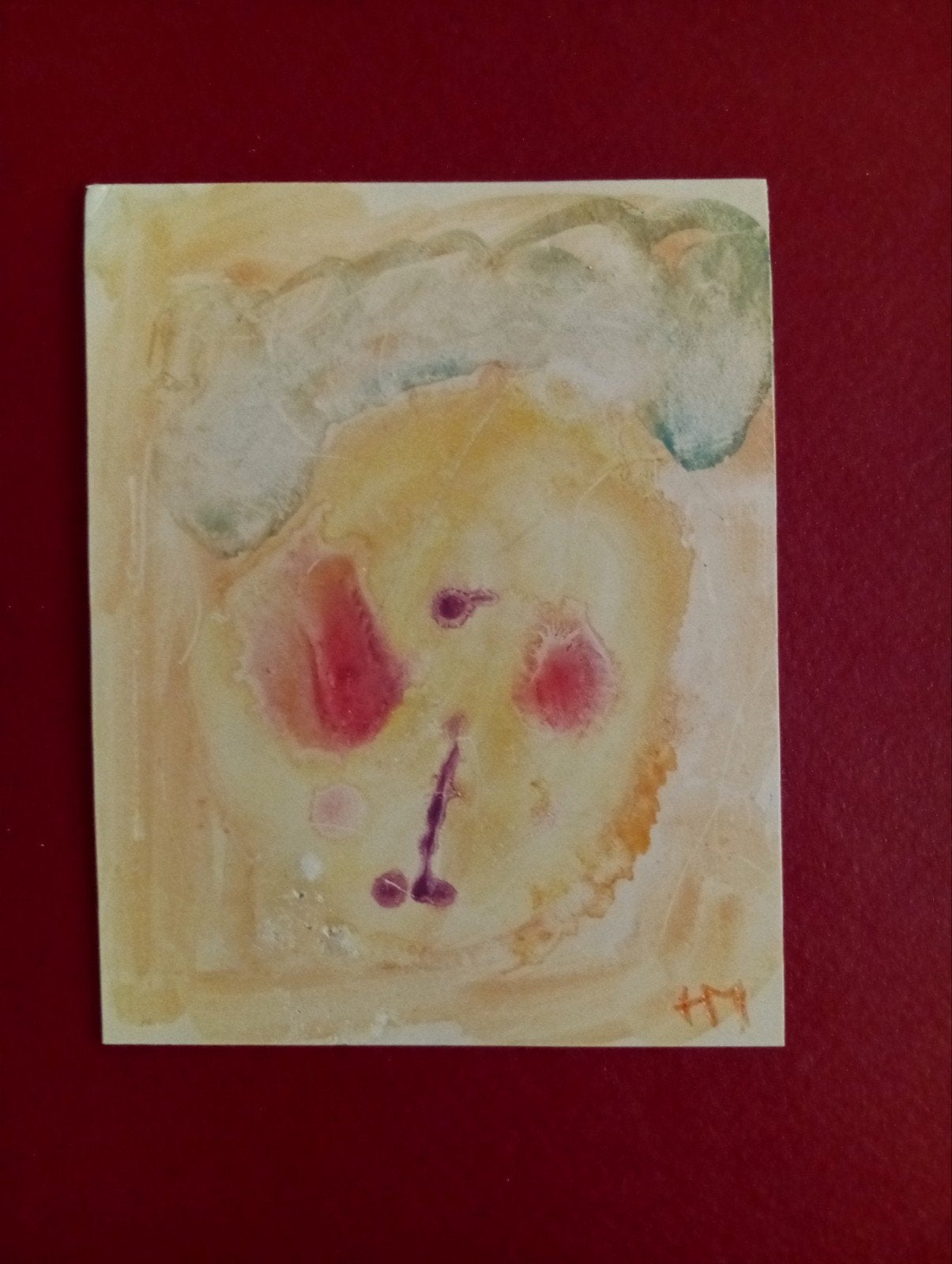 Art Brut. Antieke aquarel gesigneerd HM. Michaux?, Antiek en Kunst, Ophalen of Verzenden