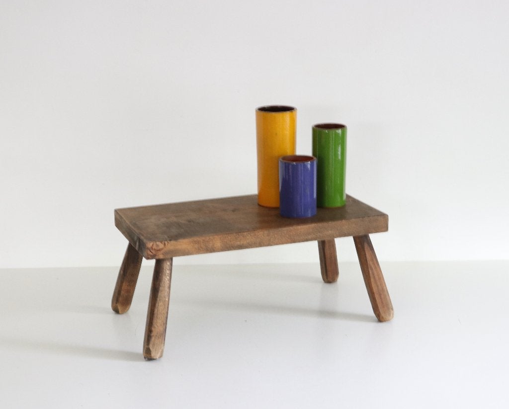 Vintage krukje - Houten plantentafeltje, Antiek en Kunst, Ophalen of Verzenden