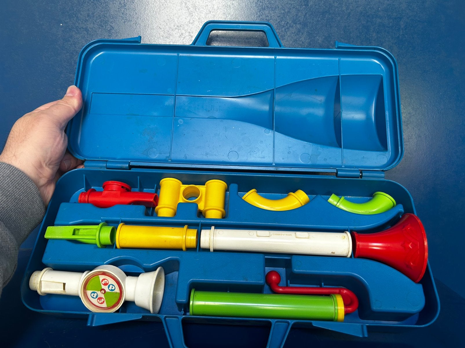 Vintage Fisher-Price trompetkoffer – compleet / mooie staat, Ophalen, Gebruikt, Overige typen, Met geluid