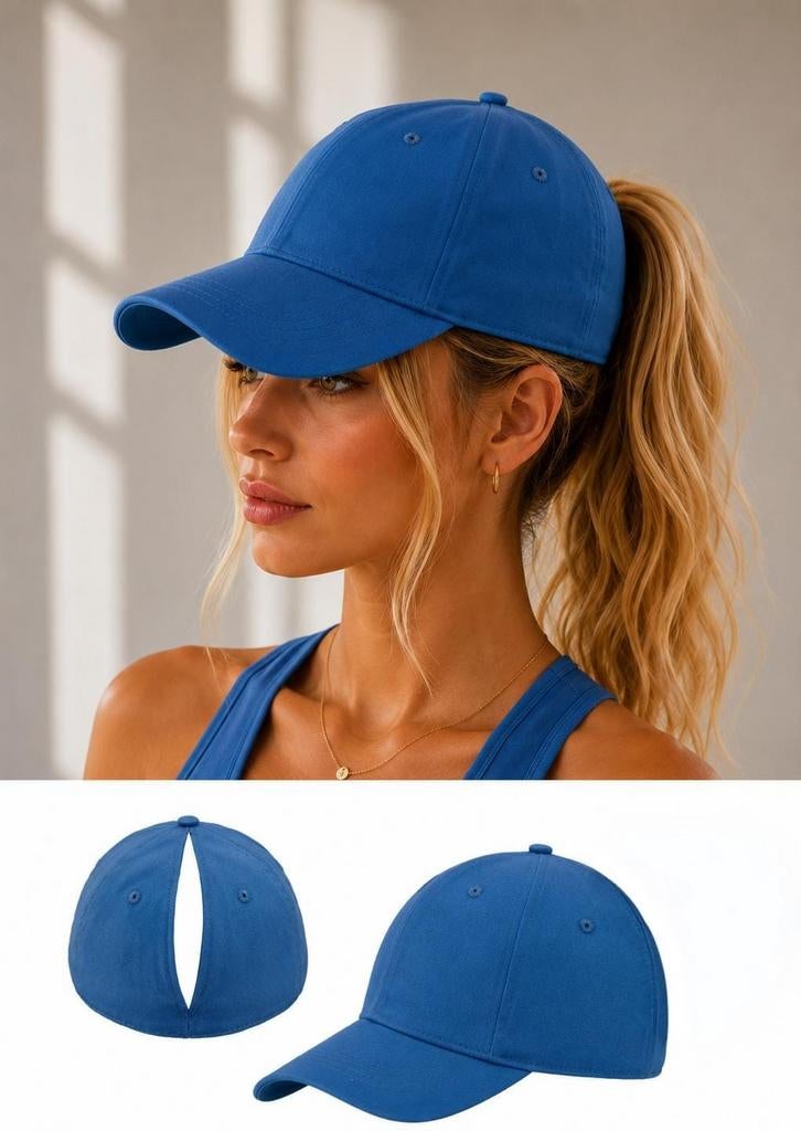 Blauwe paardenstaartpet voor dames van 100% katoen, Kleding | Dames, Hoeden en Petten, Sans marque, Nieuw, Pet, One size fits all