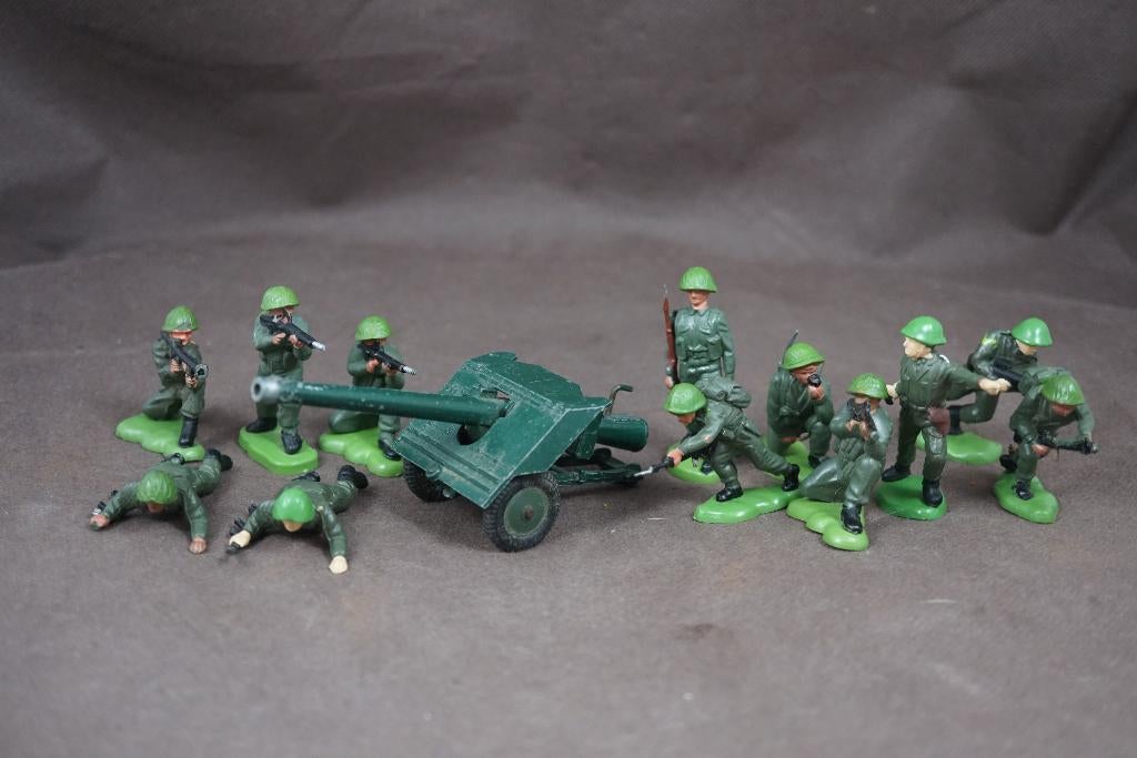 Britains Herald soldaatjes met kanon - TOP vintage, Verzamelen, Ophalen of Verzenden, Zo goed als nieuw