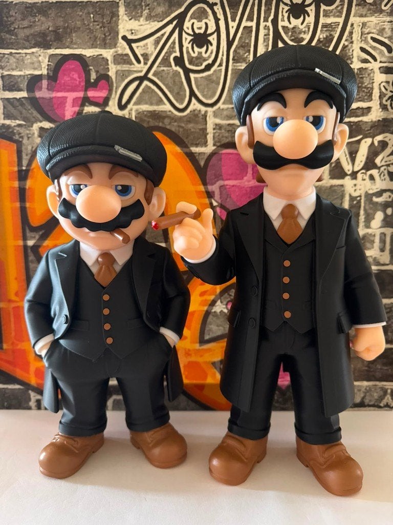 Figurine mario luigi style gangster / peaky blinders - neuf, Envoi