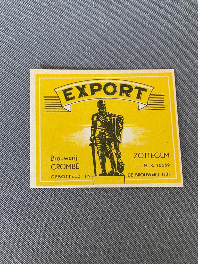 Oud bier etiket brouwerij CROMBÉ te ZOTTEGEM, Ophalen of Verzenden, Zo goed als nieuw