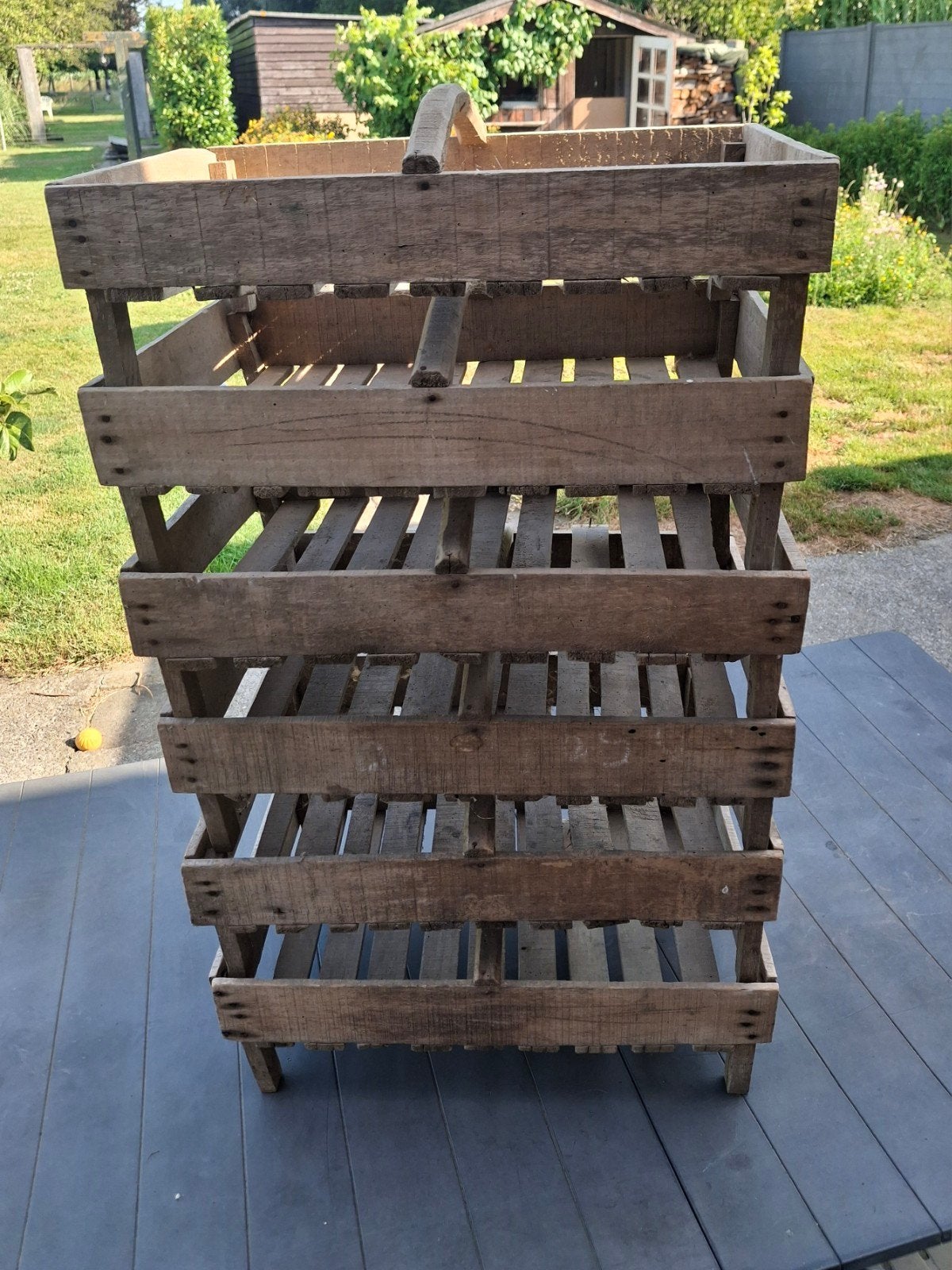 Set van 6 Authentieke houten aardappelmanden / kiemkisten, Huis en Inrichting, Woonaccessoires | Schalen en Manden, Ophalen, Gebruikt