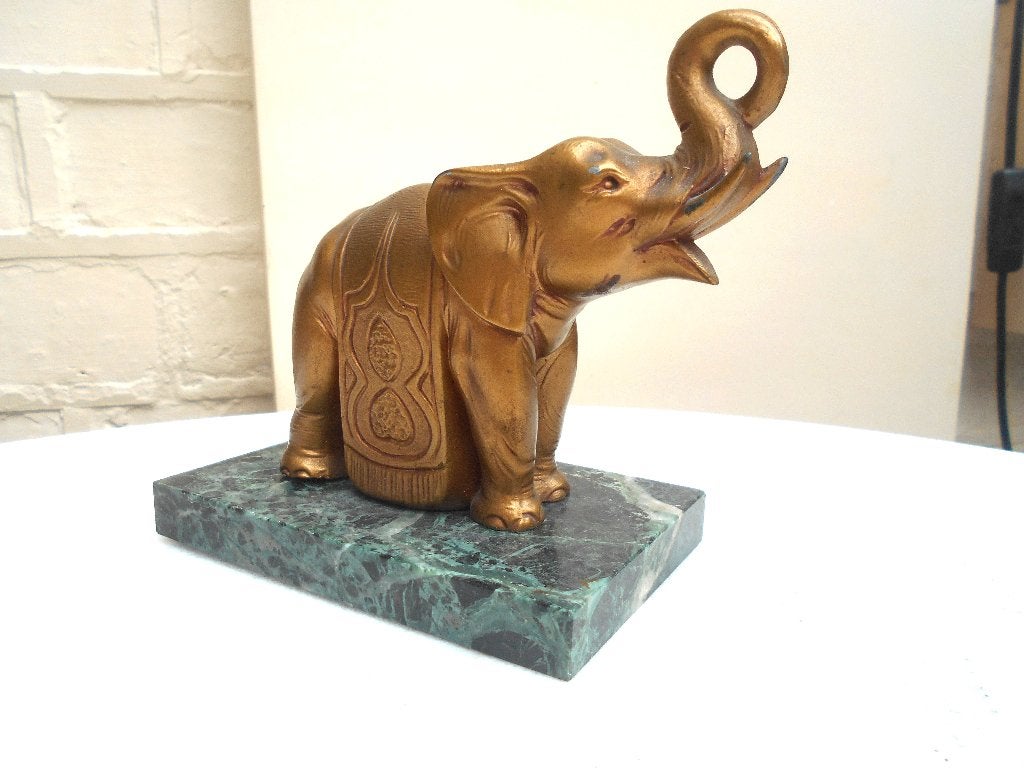 ancienne deoration éléphant sur marbre, Maison & Meubles, Enlèvement ou Envoi, Utilisé, Autres matériaux