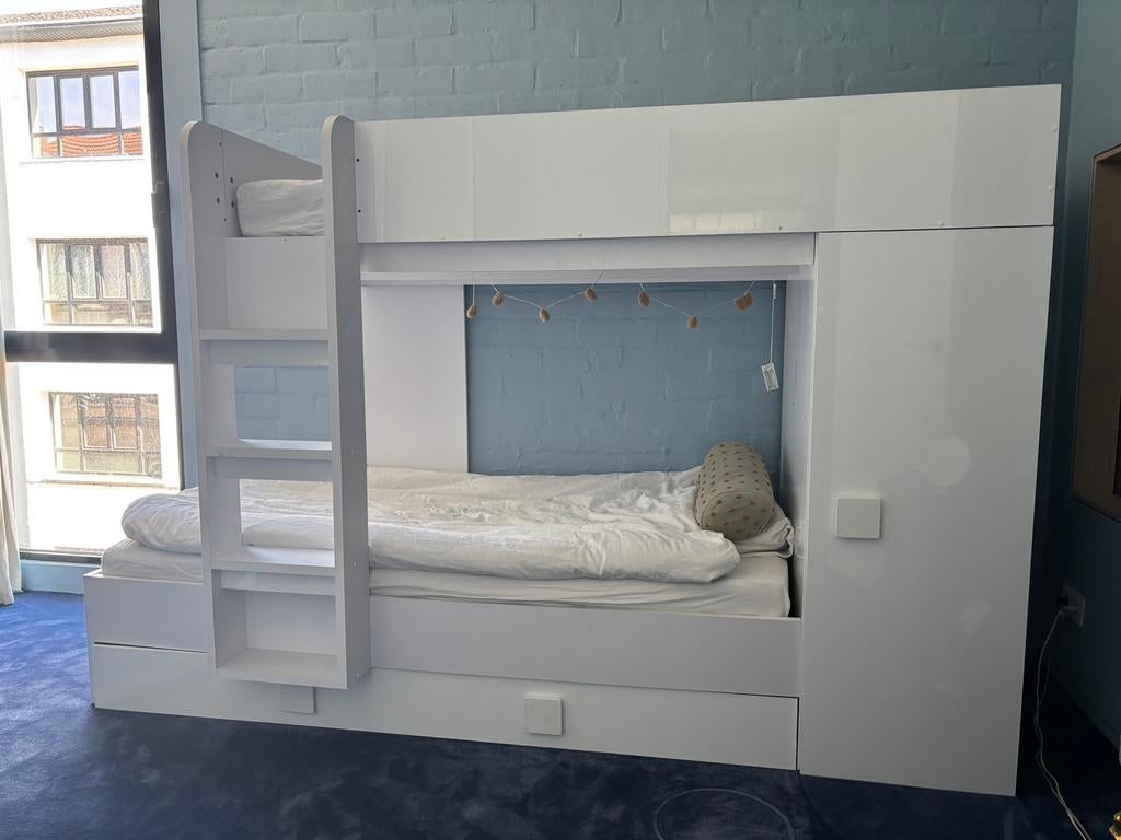 ZGAN Stapelbed met bedlade en kledingkast, Maison & Meubles, Chambre à coucher | Lits, Comme neuf, Enlèvement