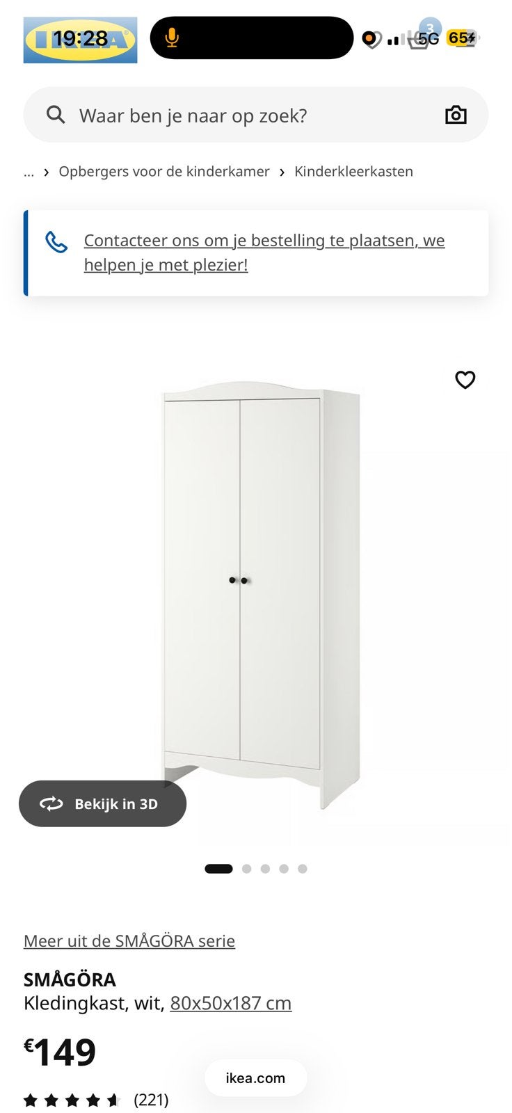 Kleren kast, Avec tablette(s), Wit, 150 à 200 cm, Comme neuf