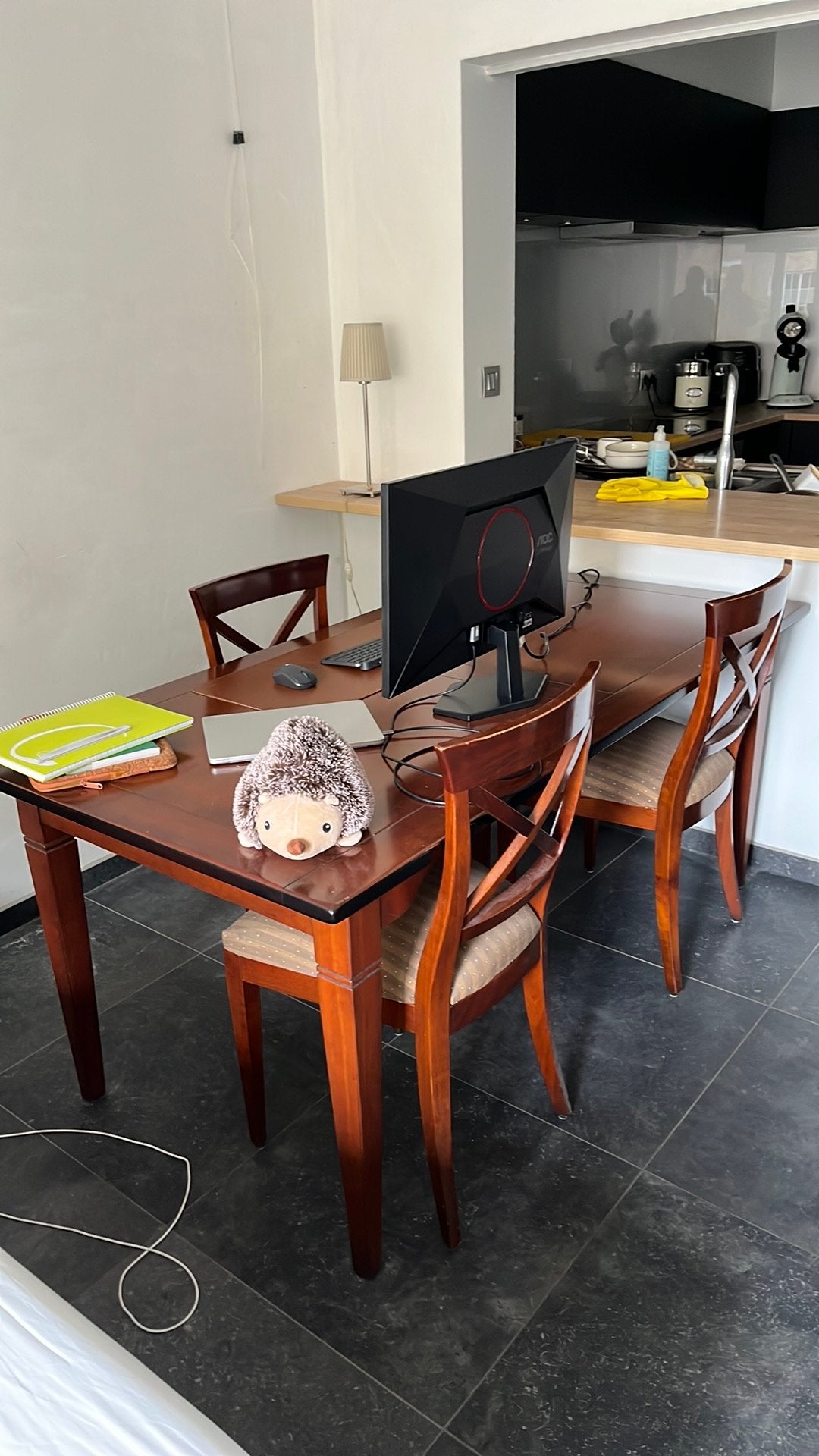 Tafel in kerselaar handgemaakt of bureautafel, Huis en Inrichting, Ophalen, Zo goed als nieuw